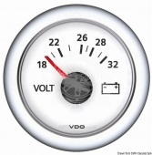 Osculati 27.487.01 - Вольтметр 18-32V, Ø 52 мм, 24В, Белый 