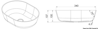 Osculati 50.184.03 - Бежево-белая полуовальная мойка накладного монтажа Ocritech 350 x 260 мм 