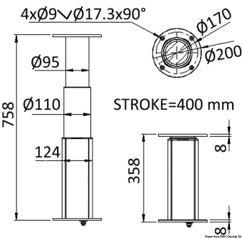 Электрическая опора для столешницы ROUND-ALU 12V