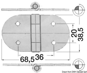 Петля стандартная зеркальная полированная 68,5x38,5 мм  (Блистер 2 шт.)