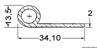 Osculati 66.025.03 - Декоративный профиль из EPDM 2x34.1x13.5 мм темно-серый RAL 7012 (24 м)