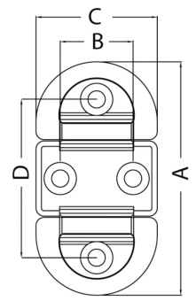 Osculati 39.871.02 - Складной обушок "folding pad eyes" с кованым кольцом HR 59x99 мм 8 мм - Двойной средний 