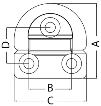 Osculati 39.870.01 - Складной обушок "folding pad eyes" с кованым кольцом HR 46x46 мм 6 мм - Одинарный малый 